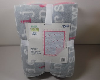 48 x 60 No Sew Anti Pill Fleece Blanket With Alphabet Design