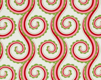 18 x 18 Christmas Pillow Cover Michael Miller Christmas Large Curly Swirl Red  Green & White