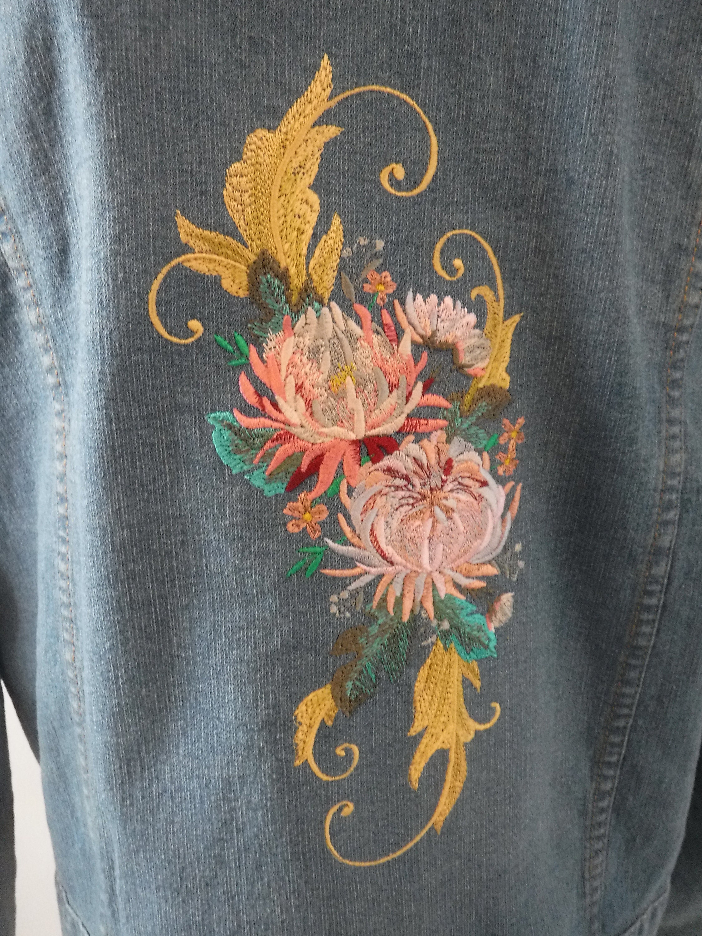 New With Tags Faded Glory Blue Denim Jacket Embroidered With