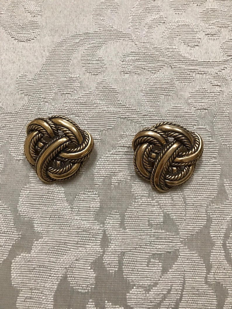 Vintage Clip Ons Gold Knot Earrings Gold Clip Ons Large Etsy