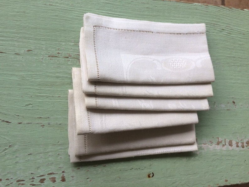 Vintage Linen Napkins Creme Napkins Linen Napkins Etsy