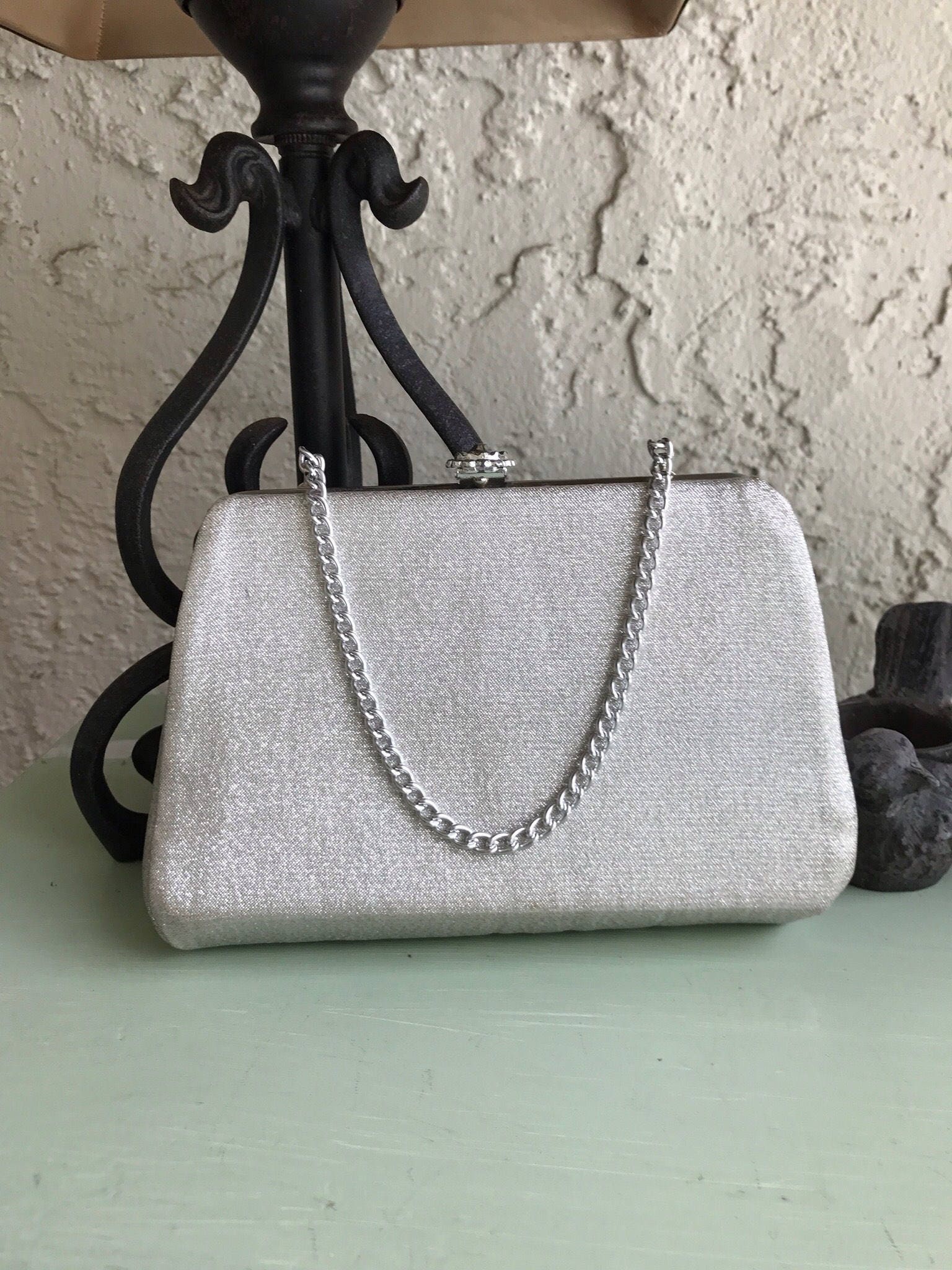 silver clutch strandbags