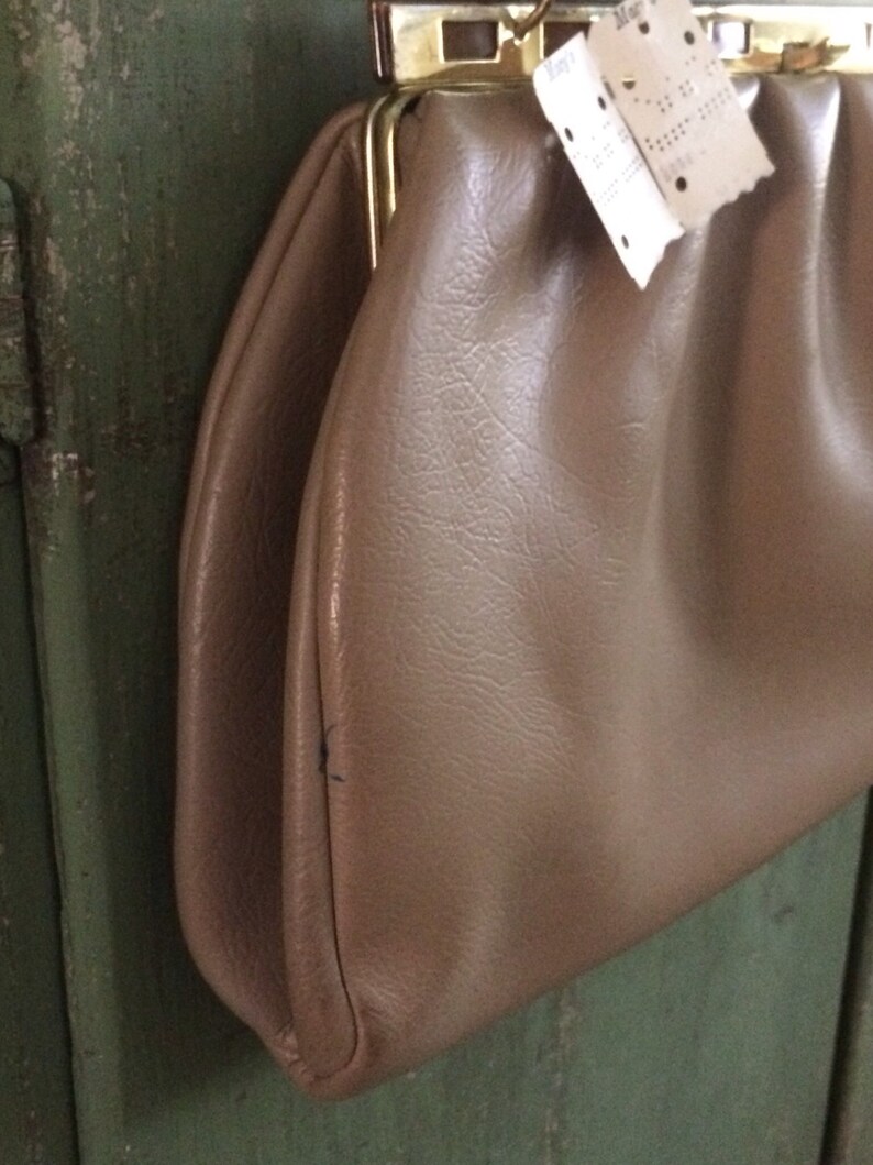 Vintage Kiss Lock Tan Handbag Top Handle Bag Kiss Lock Etsy