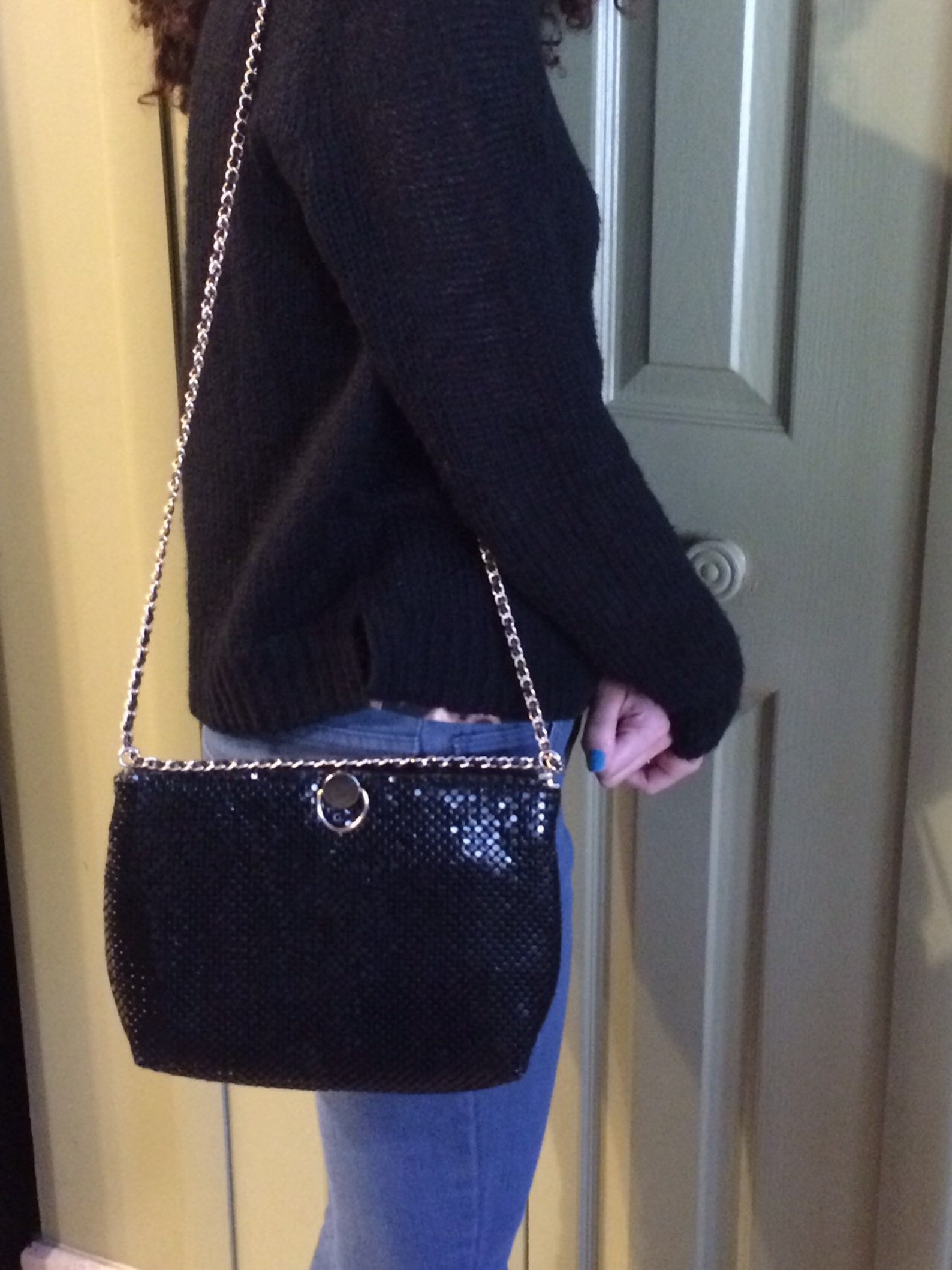 Vintage Mesh Bag Black Mesh Bag Mesh Shoulder Bag Shoulder Etsy