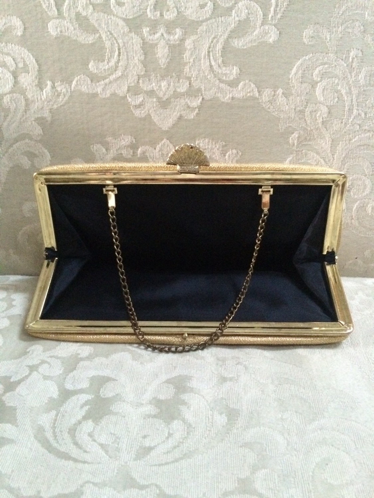 Vintage Gold Clutch Gold Evening Clutch Embellished Handbag Etsy