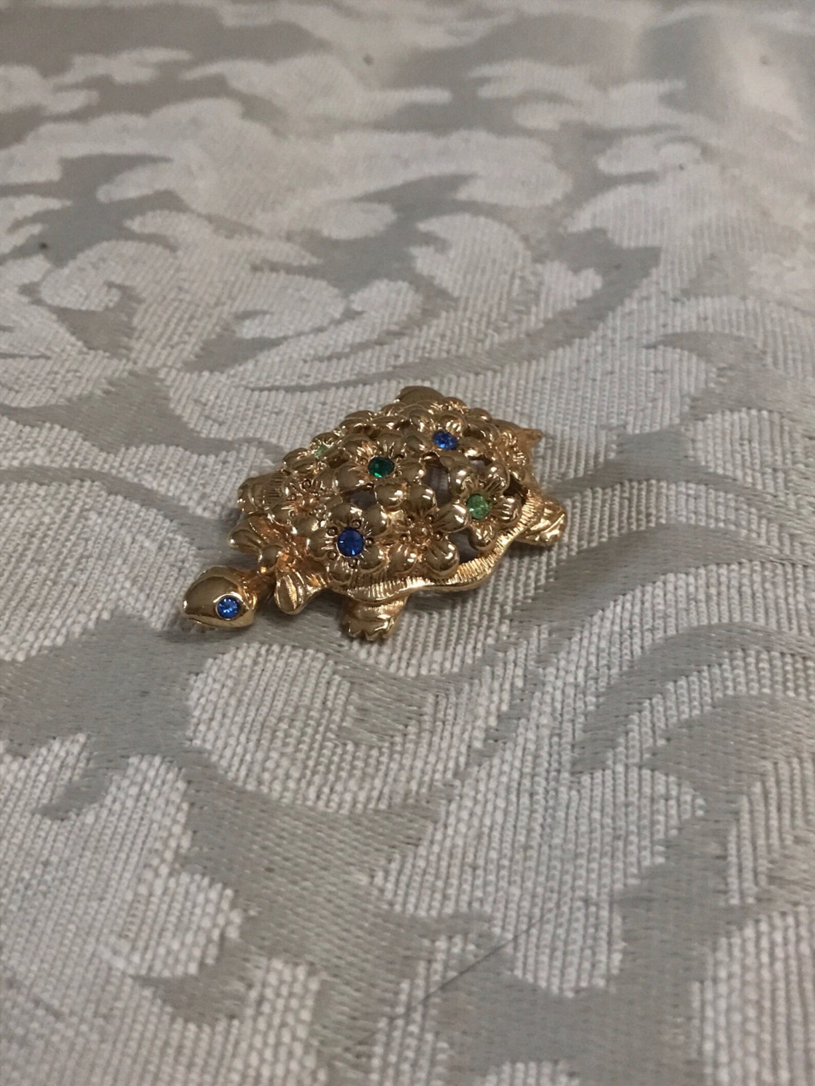 Vintage Turtle Brooch Turtle Brooch Gem Stone Brooch Turtle Etsy