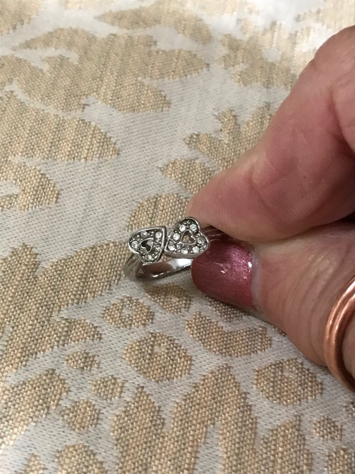 Vintage Heart Ring Double Heart Ring Silver Ring Vintage Etsy