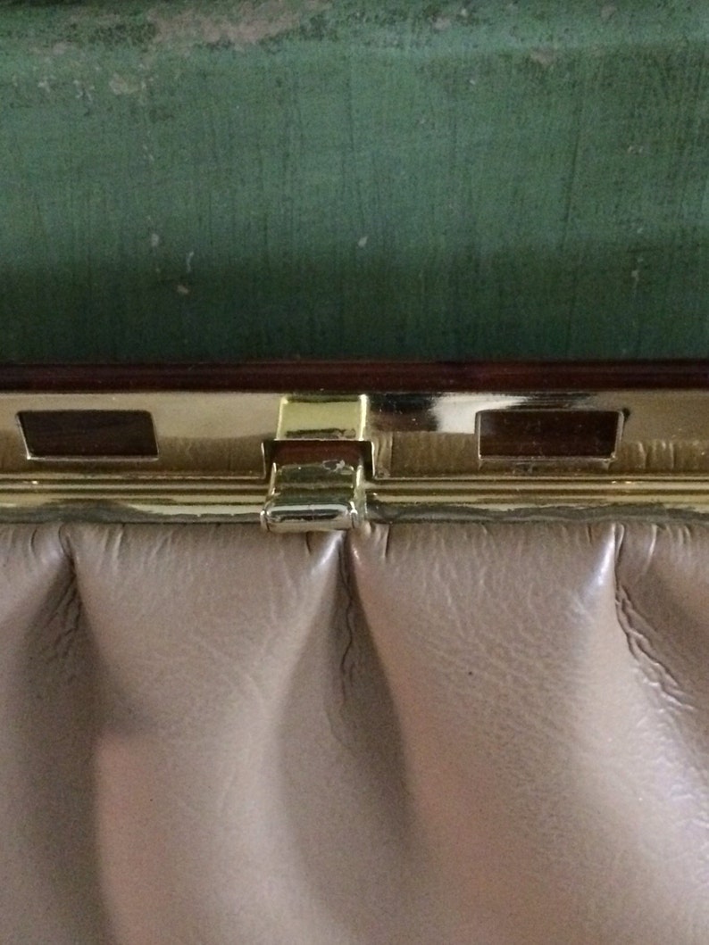 Vintage Kiss Lock Tan Handbag Top Handle Bag Kiss Lock Etsy