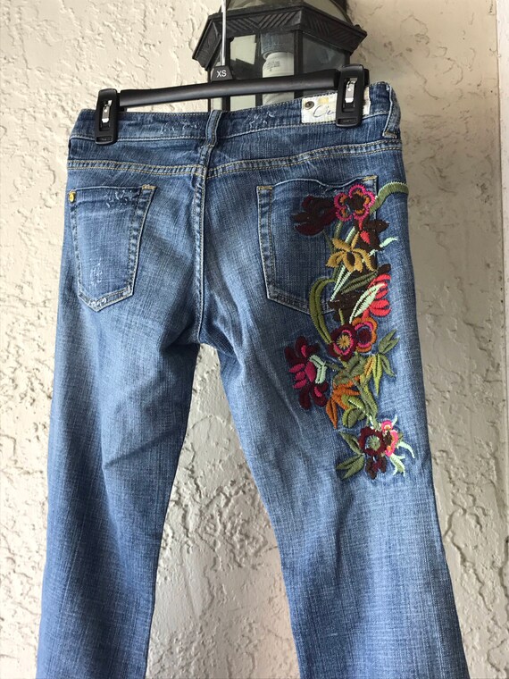 Vintage Jeans, Embroidered Jeans, Distressed Jeans