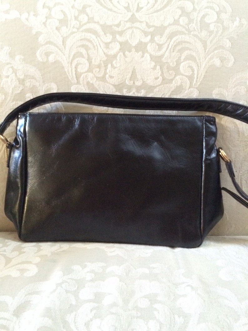 Vintage Black Shoulder Bag Black Leather Bag Black Shoulder | Etsy