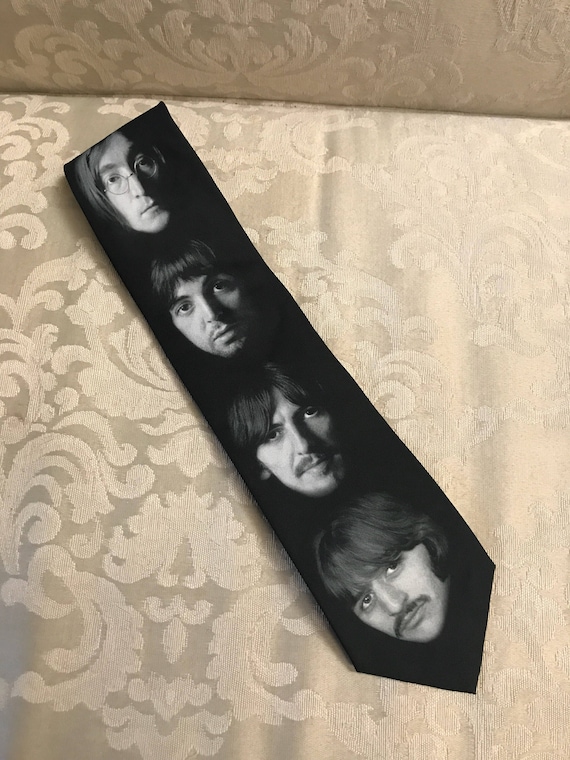 Vintage Beatles Tie, Beatles Necktie, Black Neckti