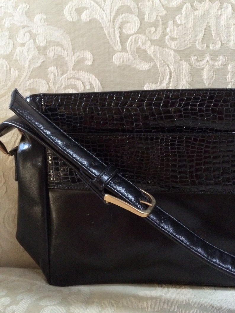 Vintage Black Shoulder Bag Black Leather Bag Black Shoulder Etsy