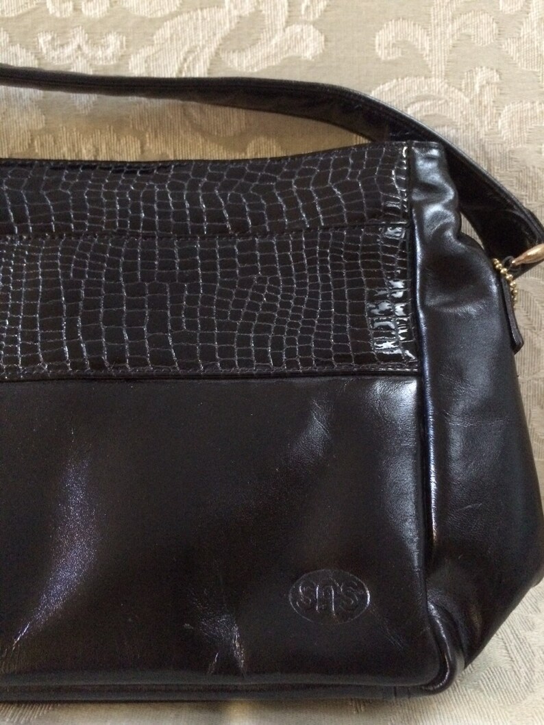 Vintage Black Shoulder Bag Black Leather Bag Black Shoulder Etsy