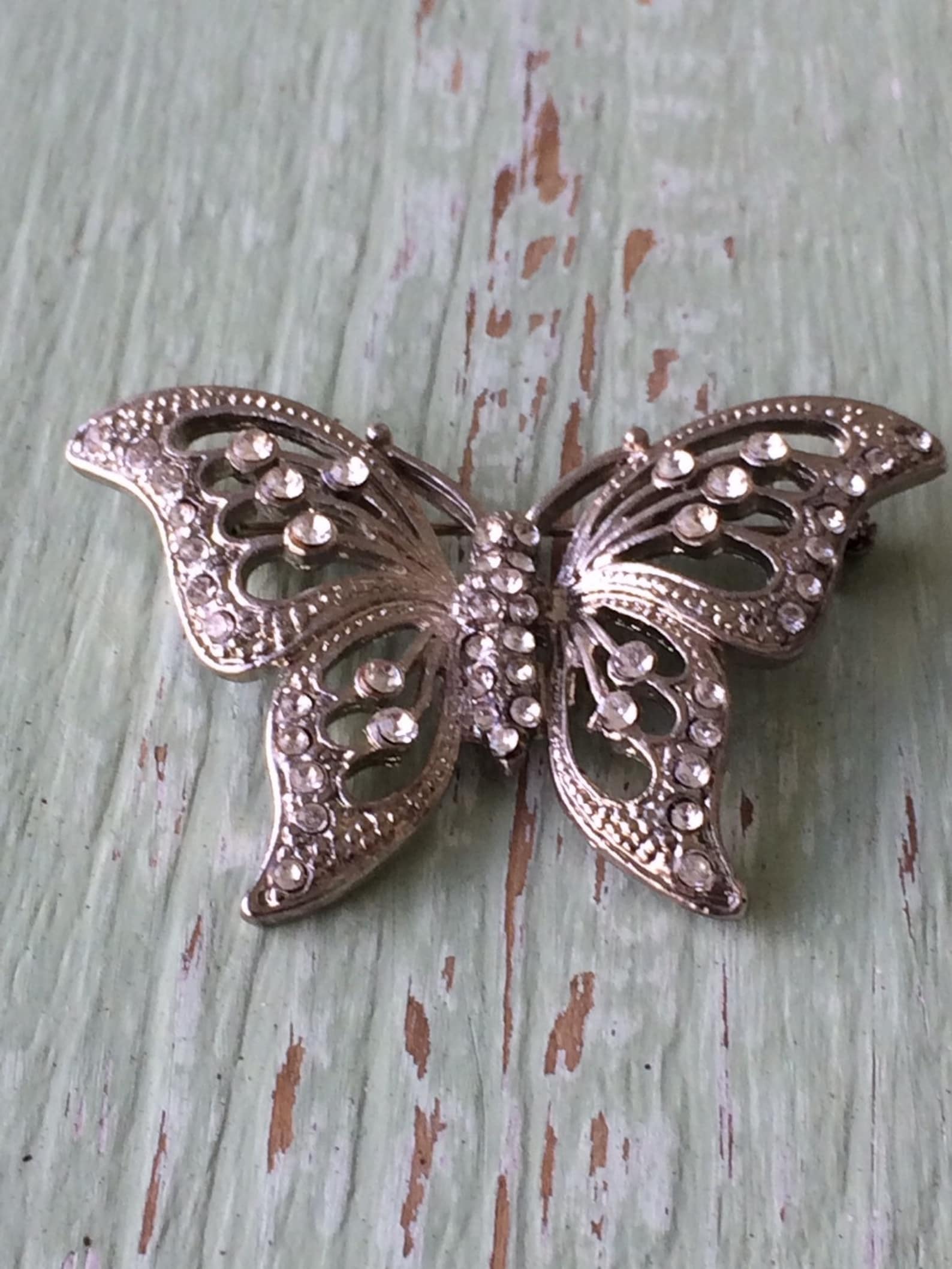 Vintage Butterfly Brooch Butterfly Pin Rhinestone Brooch Etsy