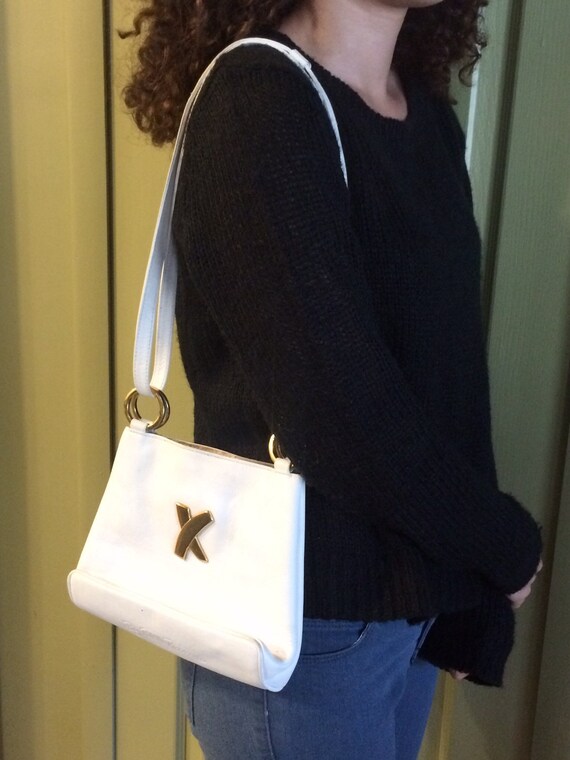 Vintage Paloma Picasso, White Leather Bag, White S