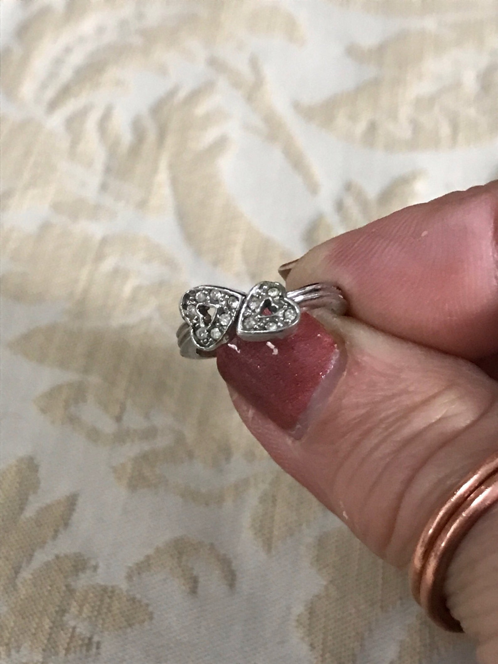 Vintage Heart Ring Double Heart Ring Silver Ring Vintage Etsy