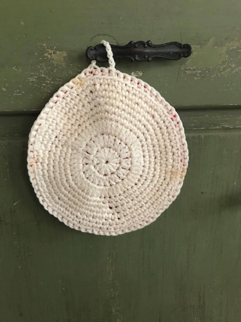Vintage Pot Holder Knit Pot Holder Red and White Pot Holder Etsy