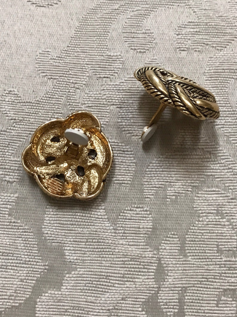 Vintage Clip Ons Gold Knot Earrings Gold Clip Ons Large Etsy