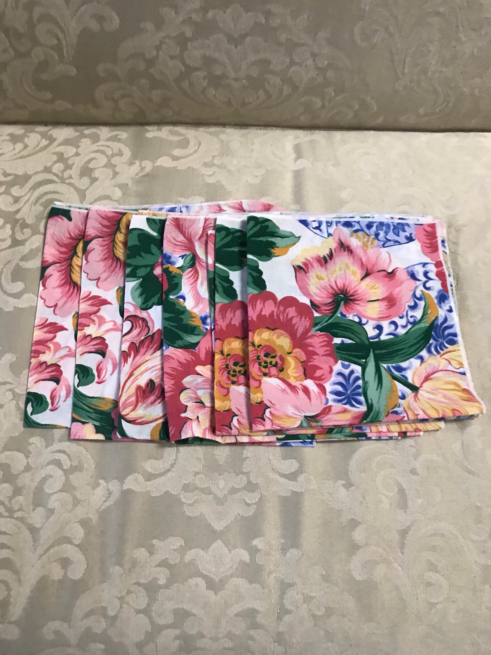 Vintage Floral Napkins Cotton Napkins Flower Napkins Multi Etsy