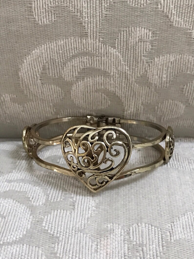 Vintage Bangles Cuff Bracelet Heart Bangle Heart Bracelets Etsy