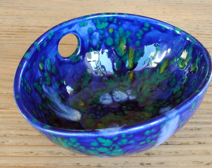 Blue Speckled Pottery Bowl Handmade Ceramic Oval Decorative Etsy