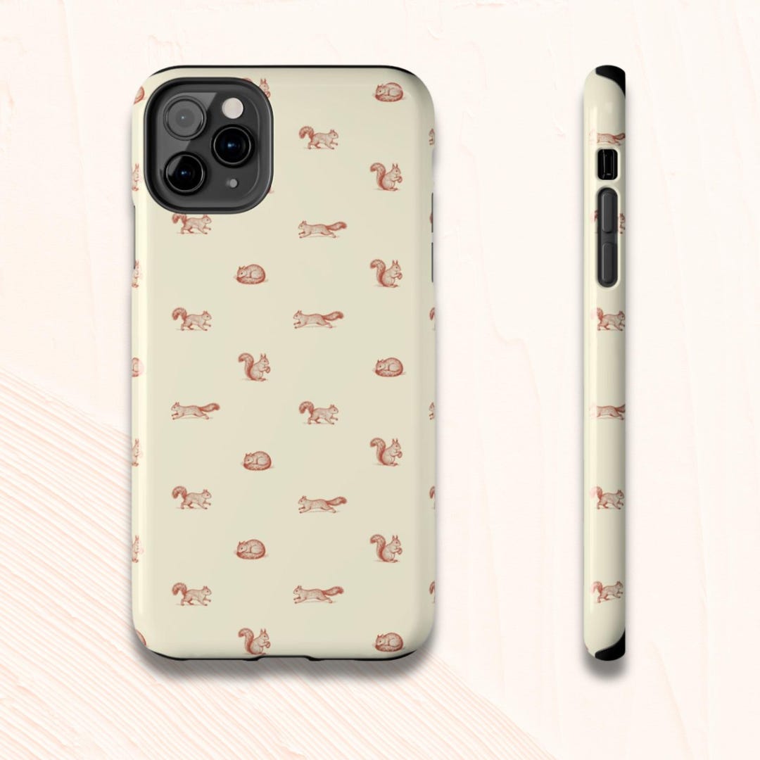 Vintage Squirrel Pattern Phone Case | Sepia Ink Illustration | Toile ...