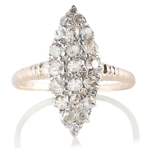 Antieke Victoriaanse .60ct Oude Geslepen Diamant Marquise Navette Ring