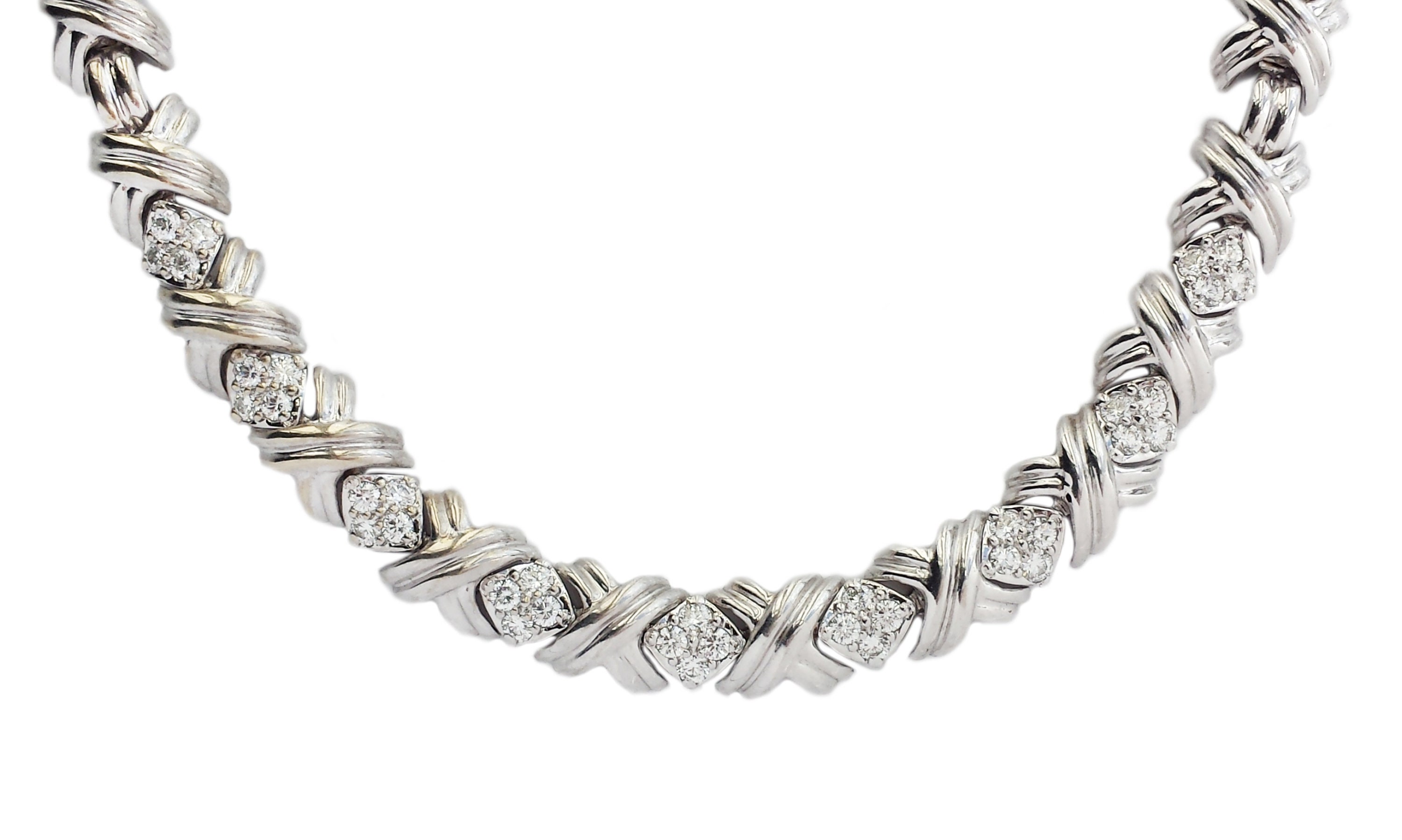 Tiffany & Co 18k White Gold Signature X Diamond Necklace - Etsy