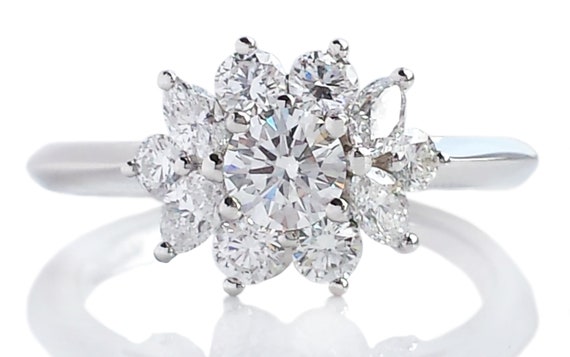 Tiffany Co 0.90ct Flower Cluster Engagement Ring Etsy Canada