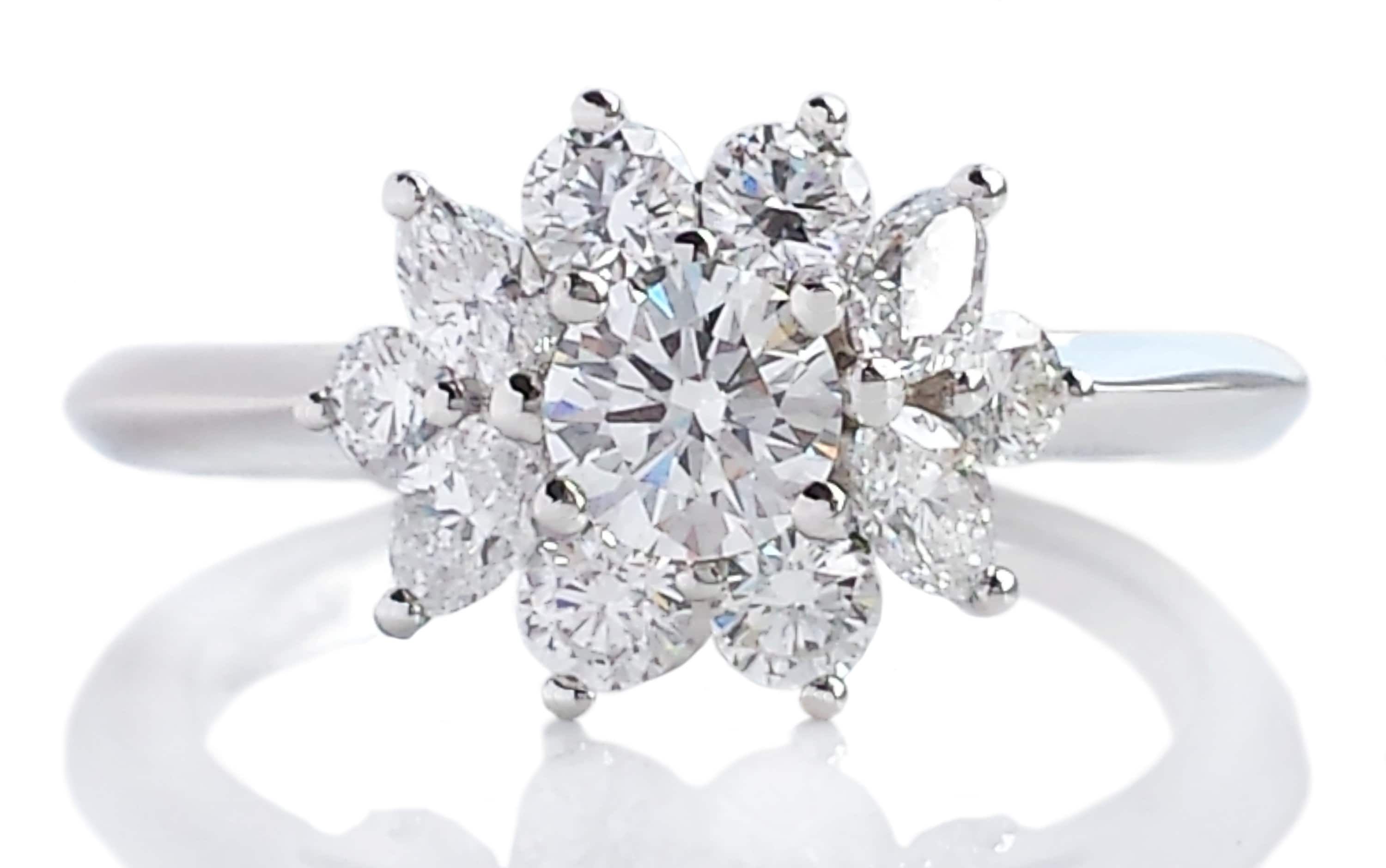 Tiffany & Co 0.90ct Flower Cluster Engagement Ring - Etsy