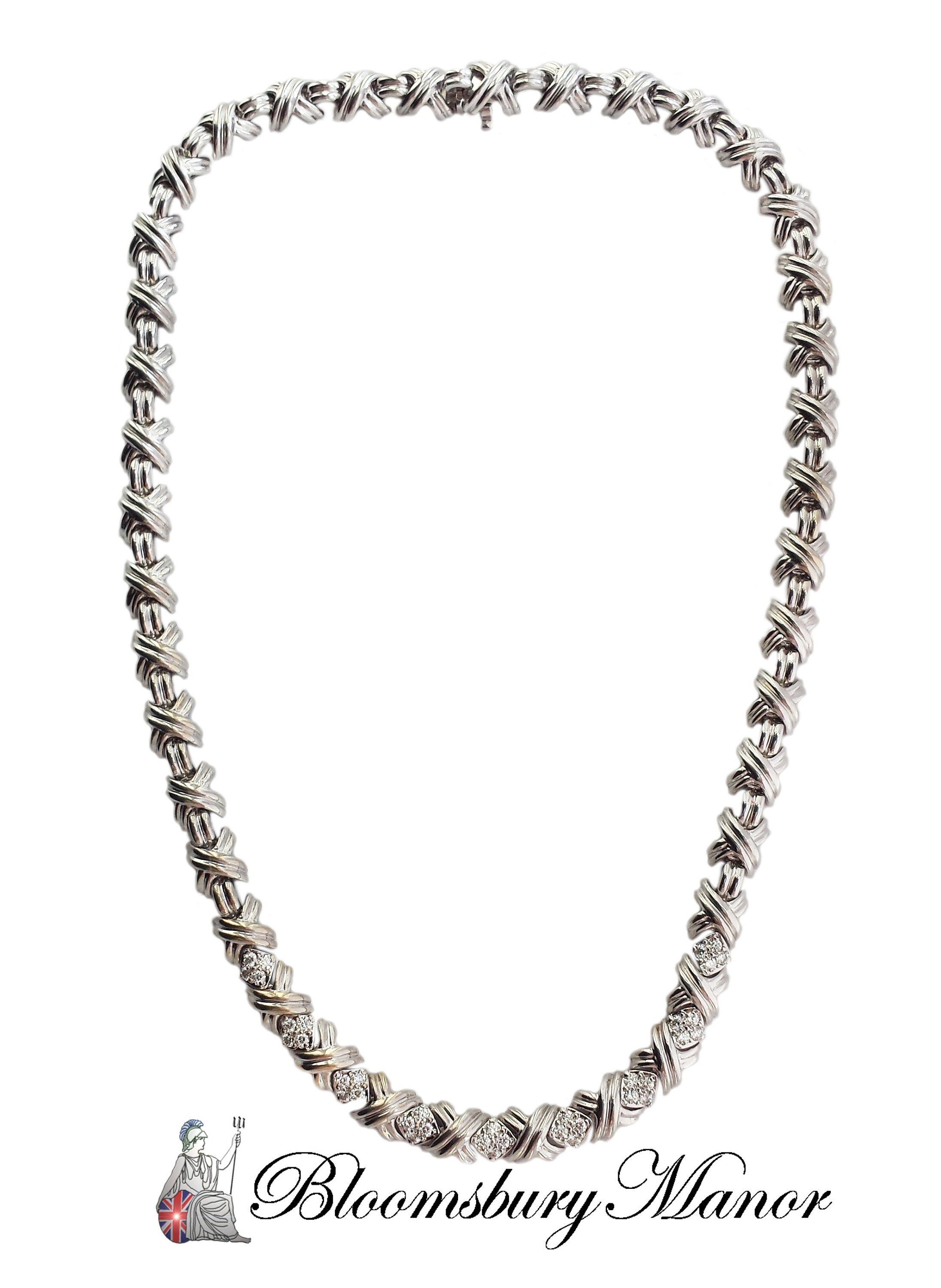 Tiffany & Co 18k White Gold Signature X Diamond Necklace - Etsy