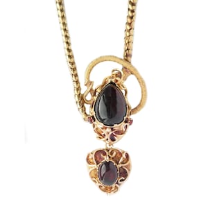 Antique Victorian Garnet Snake Necklace