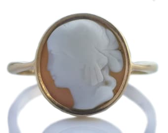 Antique Fine French 19th Century 18k Gold Cameo Ring SZ L