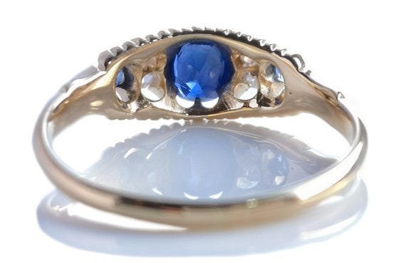 Victorian 18k Gold Oval 0.5ct Sapphire & Diamond … - image 7