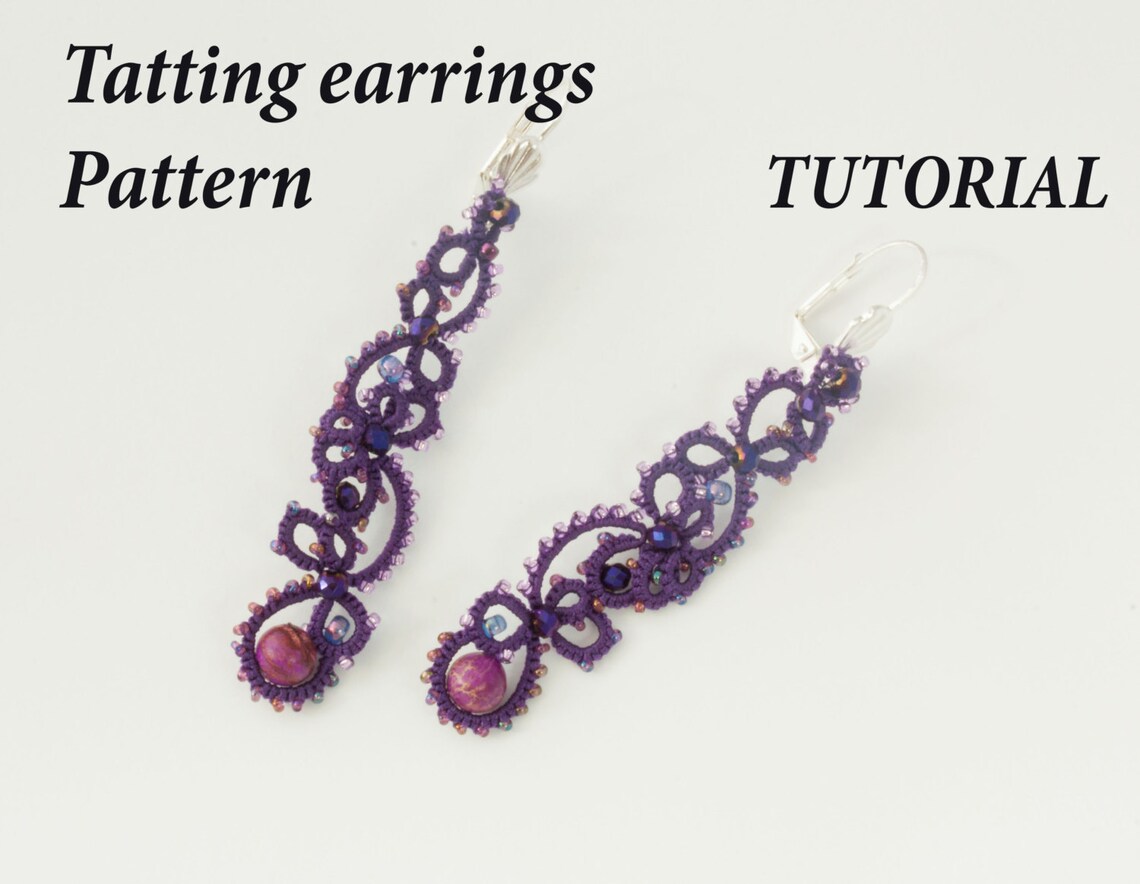 Tatting pattern lace earrings shuttle lace photos Etsy