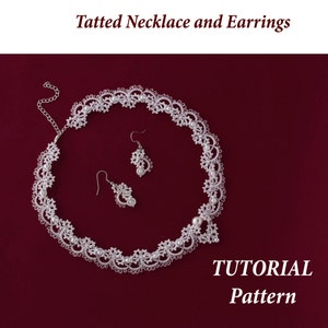 English tutorial tatting lace necklace and earrings - shuttle lace- photos, instructions, frivolite pattern. Tatting necklace and earrings.