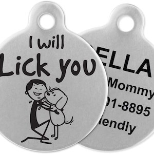 Pendentif Petsaviour, Je vous lécherai, Médaille pour chien, collier de patte, Médaille personnalisée pour chien et chat, Bijoux pour animaux de compagnie, Cadeau