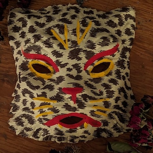 Vintage halloween mask cheetah gause carnival mardi gras antique leopard