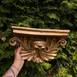 gold ornate gothic hollywood regency acanthus shelf sconce