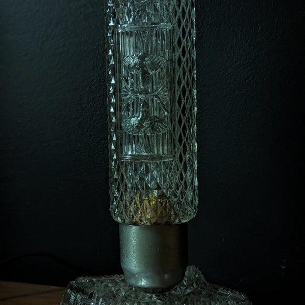 Bed side boudoir thistle night lamp clear glass art deco art nouveau parlor