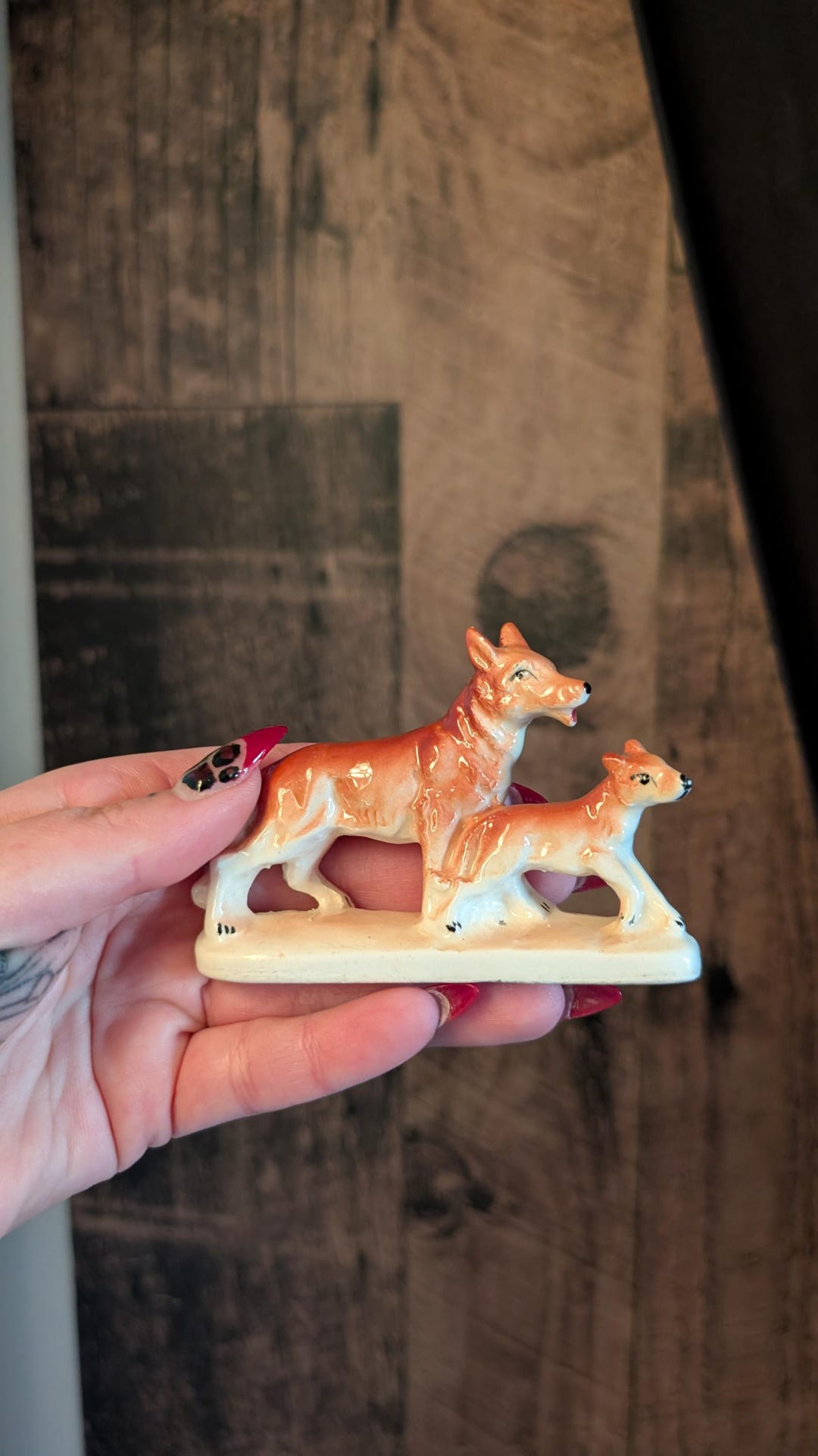 Kitsch German Vintage Made in Japan German Shepard Dog Momma Puppy Porcelain Ceramic ...