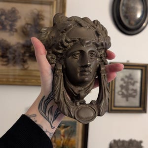Art nouveau lady woman door knocker solid brass antique art deco bronze bacchus