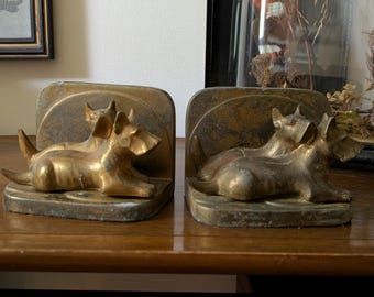 Sujetalibros antiguos yorkie scottish terrier perro schnauzer bronce biblioteca decoración hogar frankart
