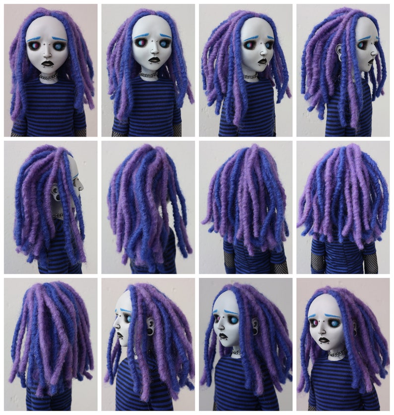 21.7 posable OOAK sad doll Greg goth, emo, horror, creepy, cute, industrial, cyber, punk