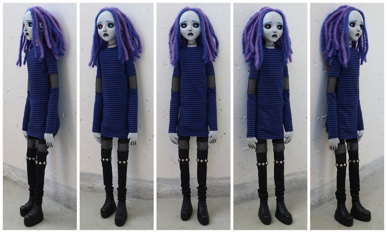 21.7 posable OOAK sad doll Greg goth, emo, horror, creepy, cute, industrial, cyber, punk