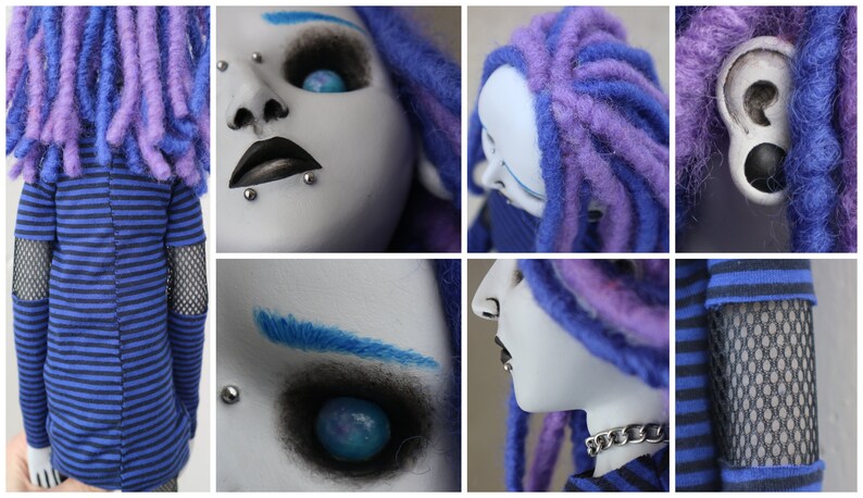 21.7 posable OOAK sad doll Greg goth, emo, horror, creepy, cute, industrial, cyber, punk