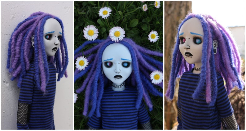 21.7 posable OOAK sad doll Greg goth, emo, horror, creepy, cute, industrial, cyber, punk
