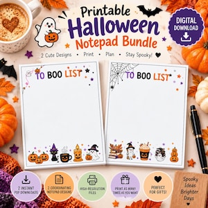 Halloween-Notizblock-Set mit Grusel-Planerseiten (Digitaler Download)