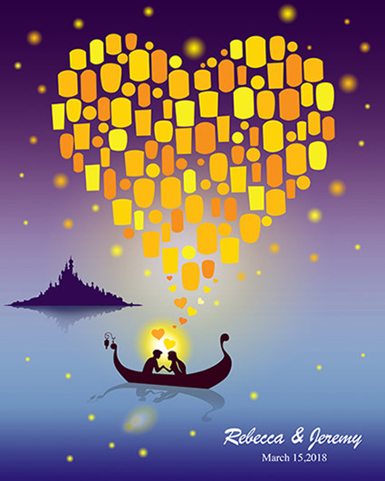 Printable Rapunzel Tangled Lantern Custom Wedding Guest Book - Etsy