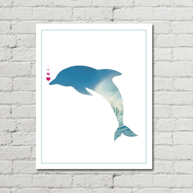 Dolphin Silhouette Wall Art Print Graphic Design Printable - Etsy